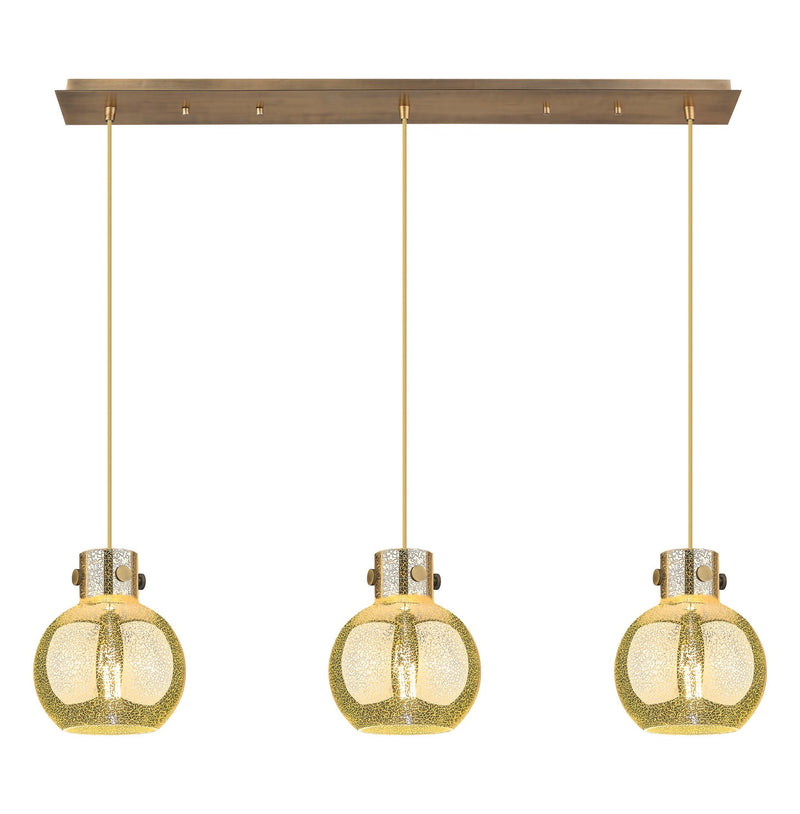 Innovations - 123-410-1PS-BB-G410-8ME - Three Light Linear Pendant - Newton - Brushed Brass