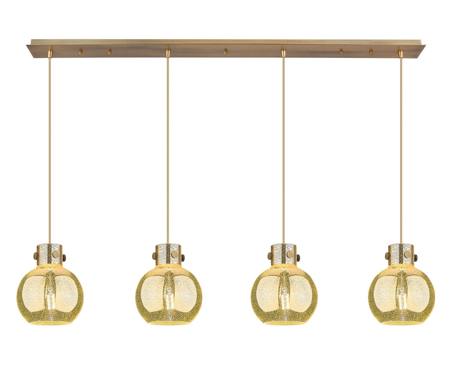 Innovations - 124-410-1PS-BB-G410-8ME - Four Light Linear Pendant - Newton - Brushed Brass
