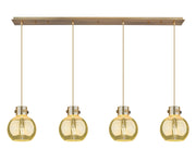 Innovations - 124-410-1PS-BB-G410-8ME - Four Light Linear Pendant - Newton - Brushed Brass