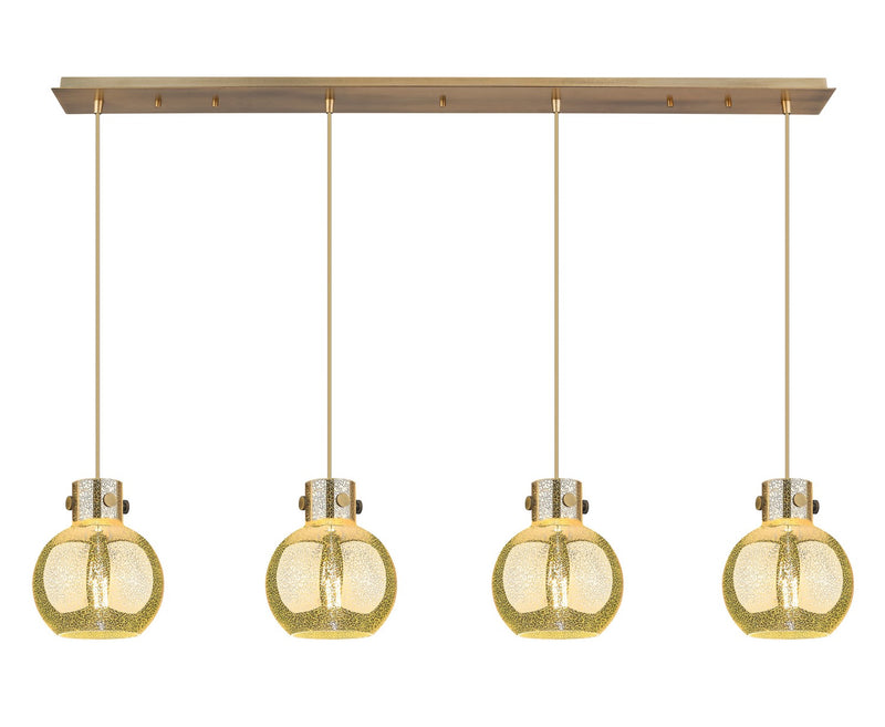 Innovations - 124-410-1PS-BB-G410-8ME - Four Light Linear Pendant - Newton - Brushed Brass