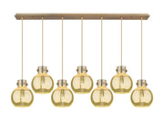 Innovations - 127-410-1PS-BB-G410-8ME - Seven Light Linear Pendant - Newton - Brushed Brass