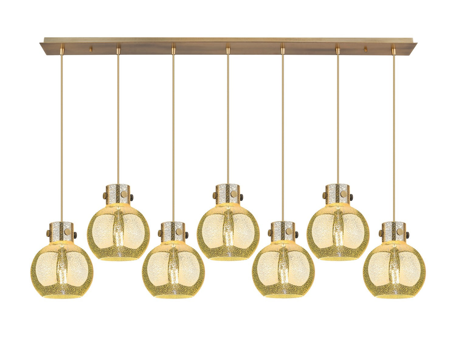 Innovations - 127-410-1PS-BB-G410-8ME - Seven Light Linear Pendant - Newton - Brushed Brass