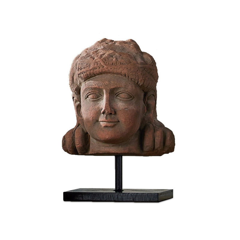 Currey and Company - 1200-1080 - Head on Stand - Mathura - Brick Red/Black