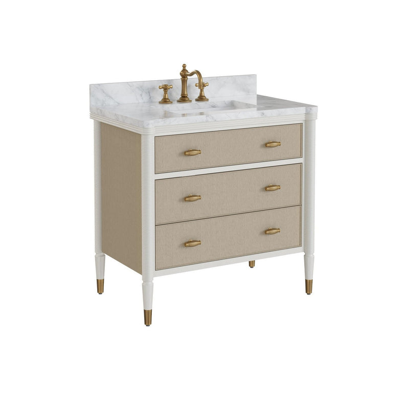 Currey and Company - 3800-0018 - Vanity with Rectangular Undermount Sink - Aster - Off-White/Fog/Natural/White/Polished Brass