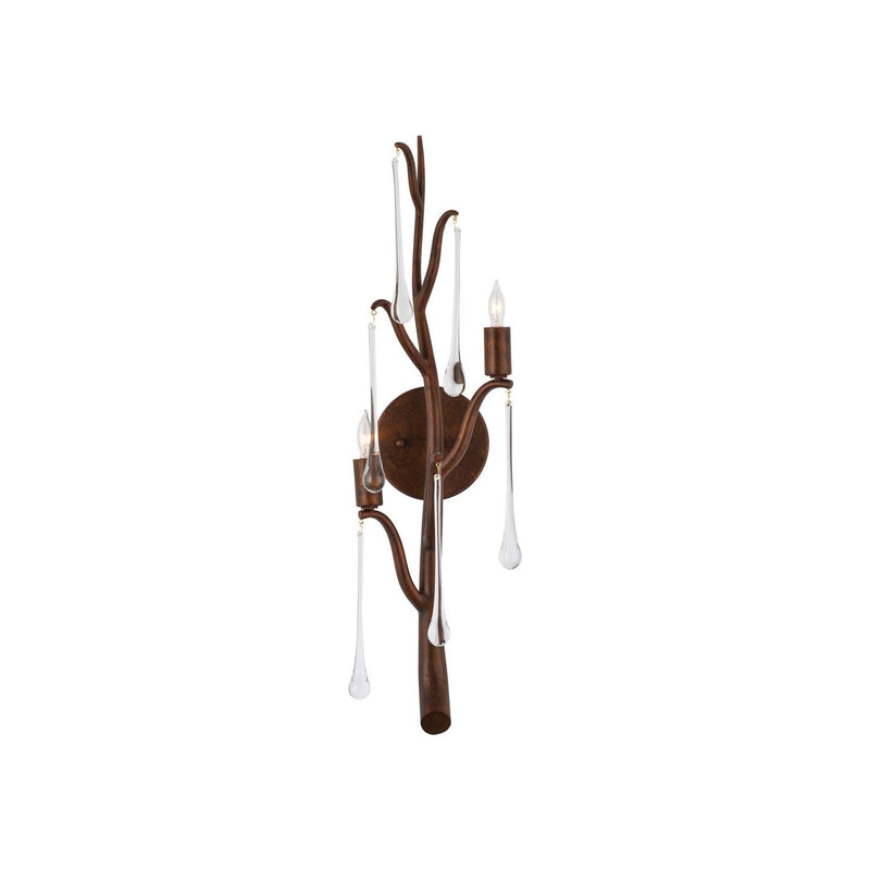 Currey and Company - 5000-0292 - Two Light Wall Sconce - Morning Grove - Rhine Gold/Clear