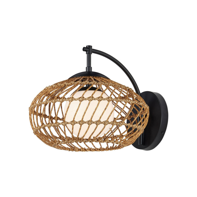 Currey and Company - 5500-0060 - One Light Wall Sconce - Carriage - Natural/Black/Frosted White