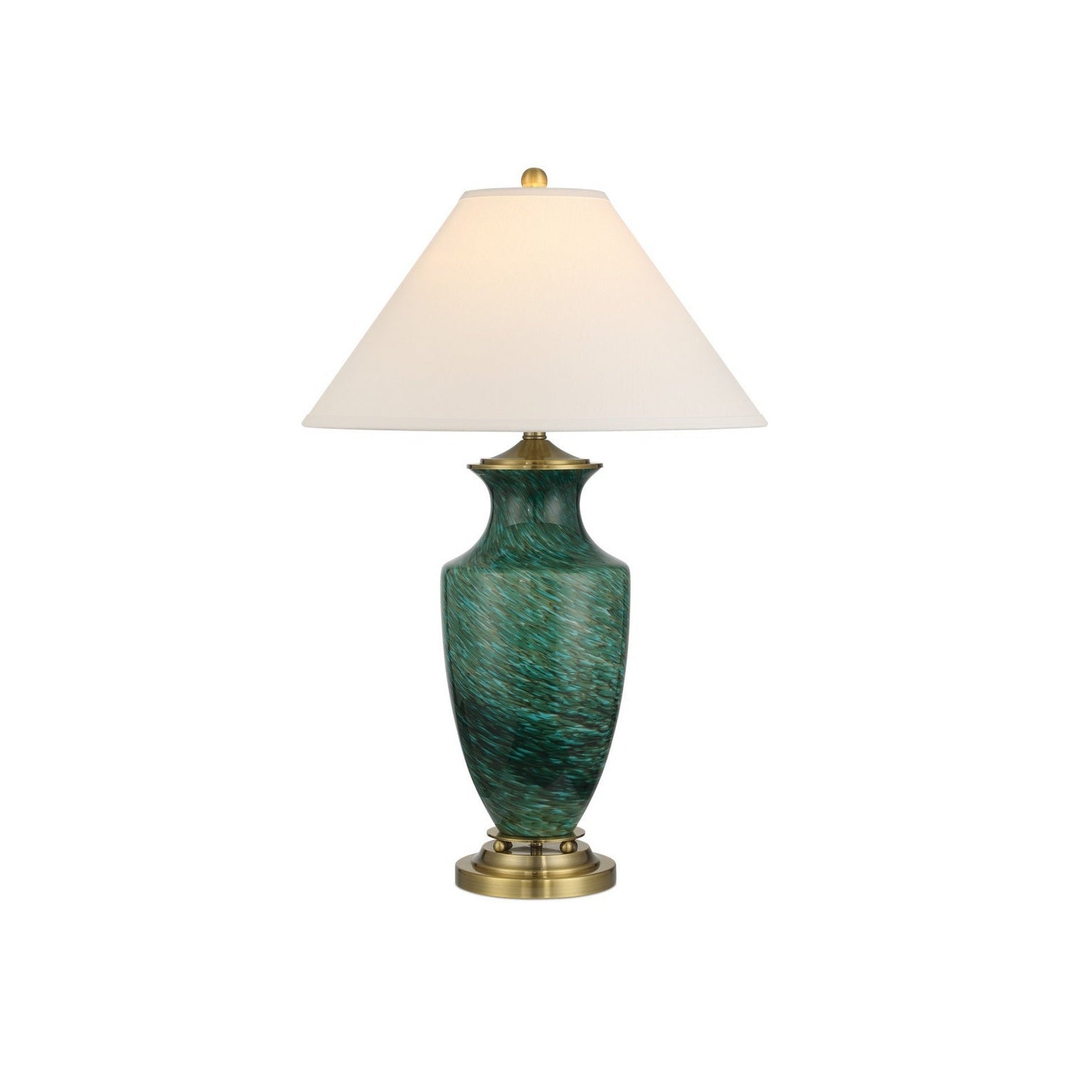 Currey and Company - 6000-1070 - One Light Table Lamp - Claude - Green/Antique Brass