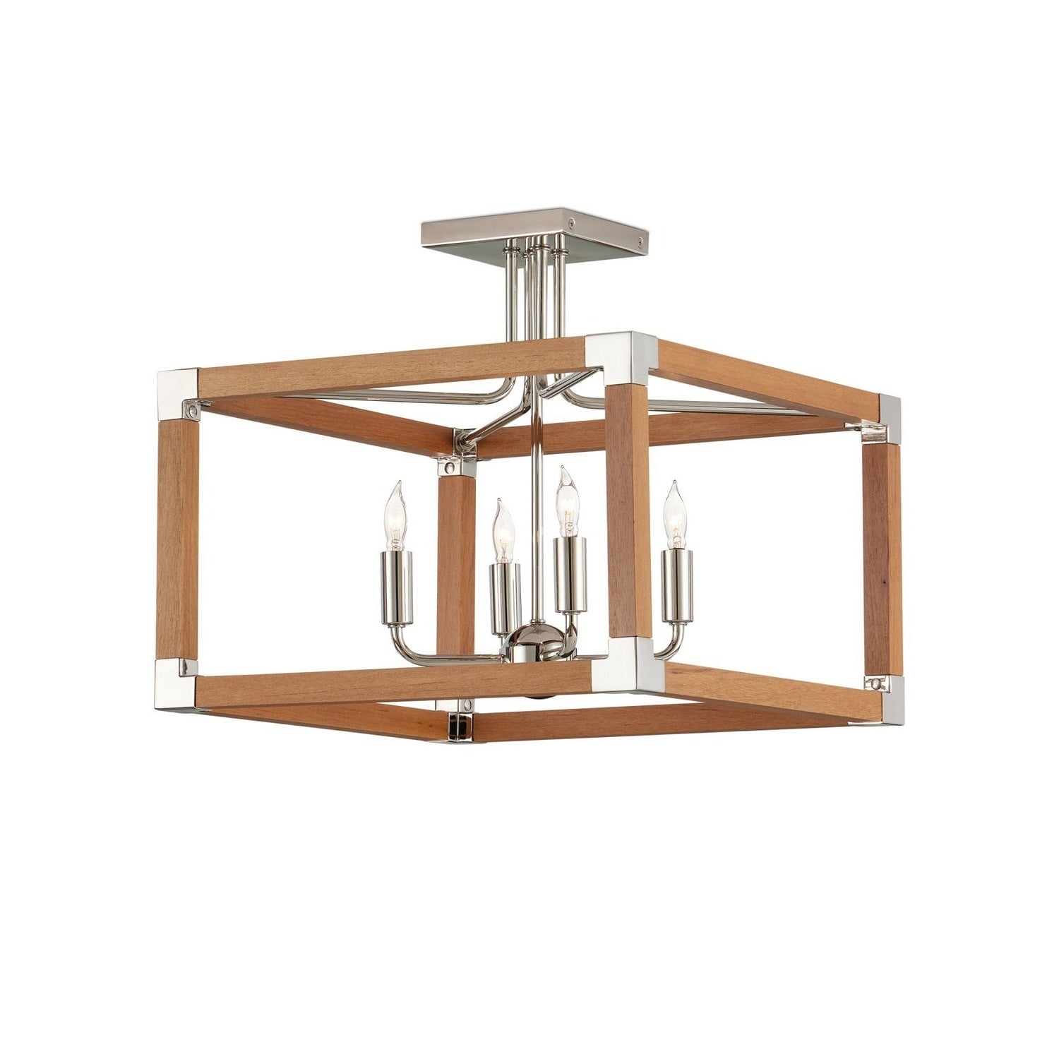 Currey and Company - 9000-1284 - Four Light Semi-Flush Mount - Boyd - Natural/Polished Nickel