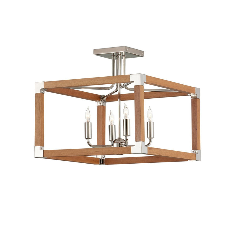 Currey and Company - 9000-1284 - Four Light Semi-Flush Mount - Boyd - Natural/Polished Nickel