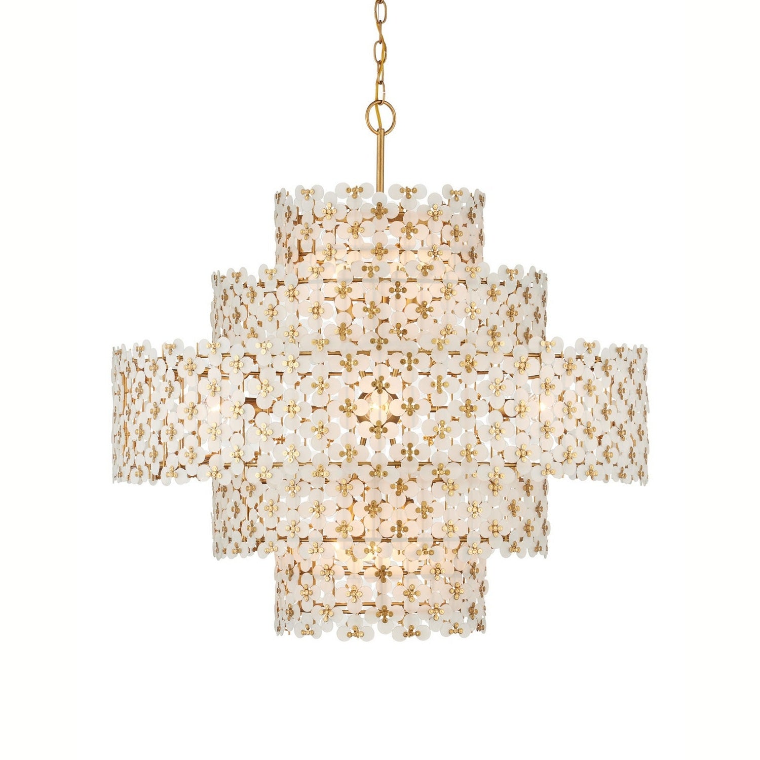 Currey and Company - 9000-1331 - 12 Light Chandelier - Spring Flower - Frosted/Brass