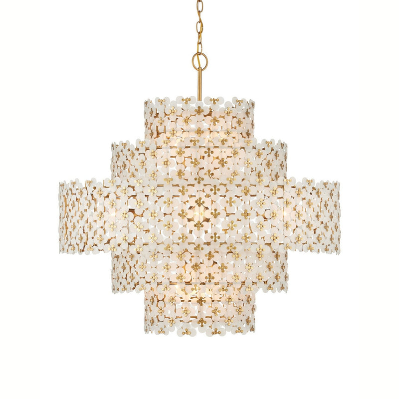 Currey and Company - 9000-1331 - 12 Light Chandelier - Spring Flower - Frosted/Brass