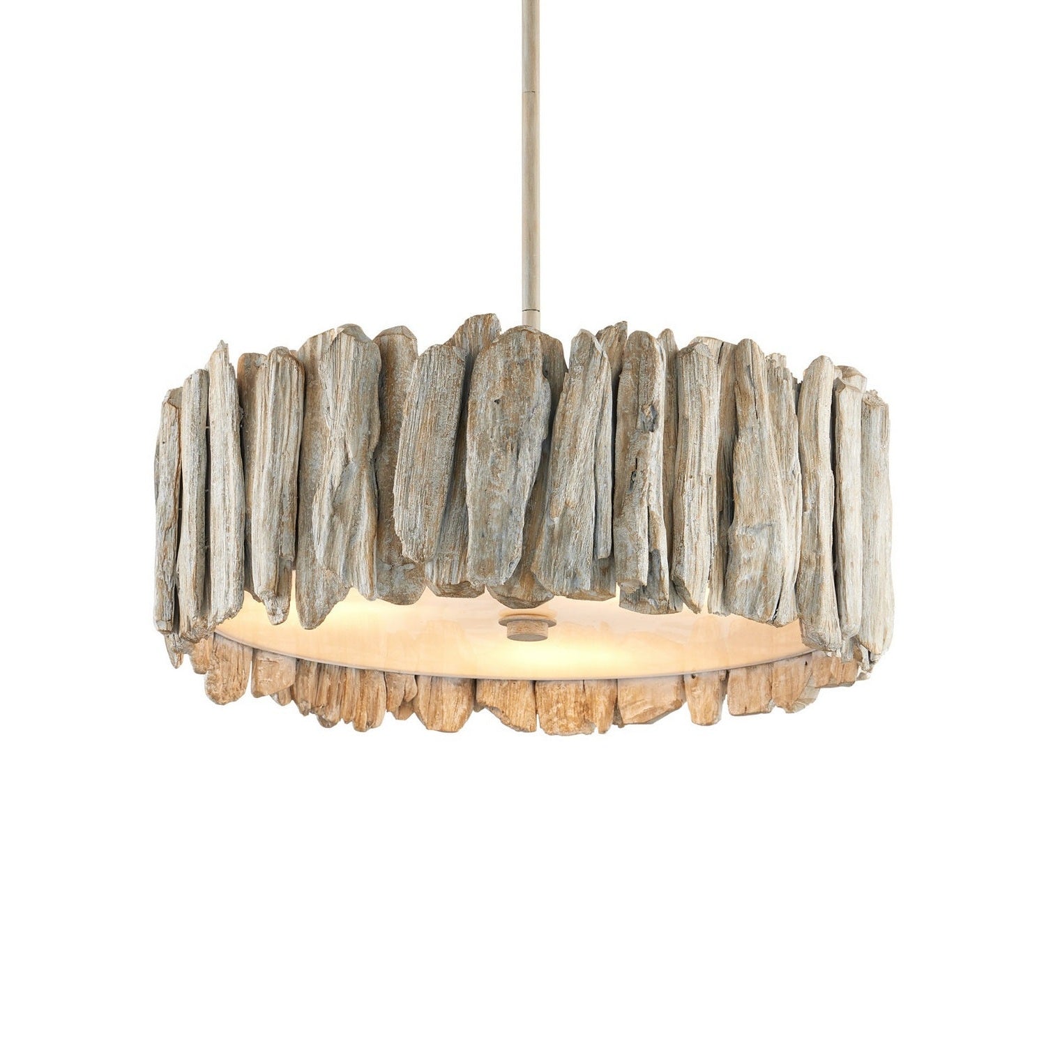 Currey and Company - 9000-1342 - Three Light Semi-Flush Mount - Driftwood - Whitewash/White