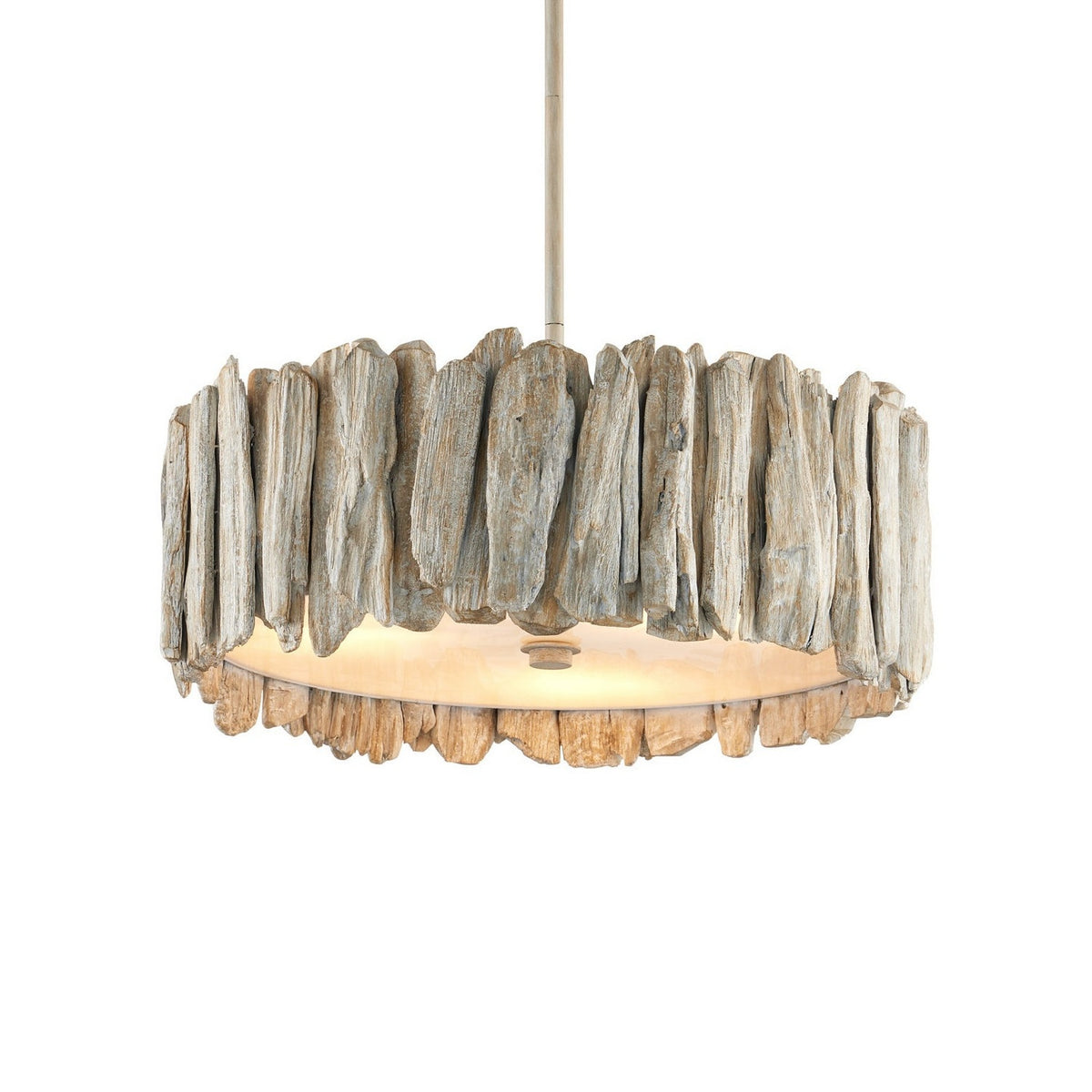 Currey and Company - 9000-1342 - Three Light Semi-Flush Mount - Driftwood - Whitewash/White
