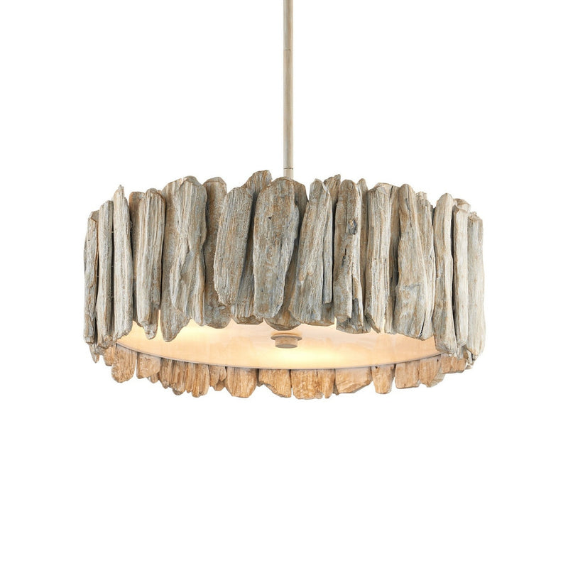 Currey and Company - 9000-1342 - Three Light Semi-Flush Mount - Driftwood - Whitewash/White