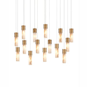 Currey and Company - 9000-1383 - 15 Light Pendant - Cannula - Vintage Brass/White/Silver