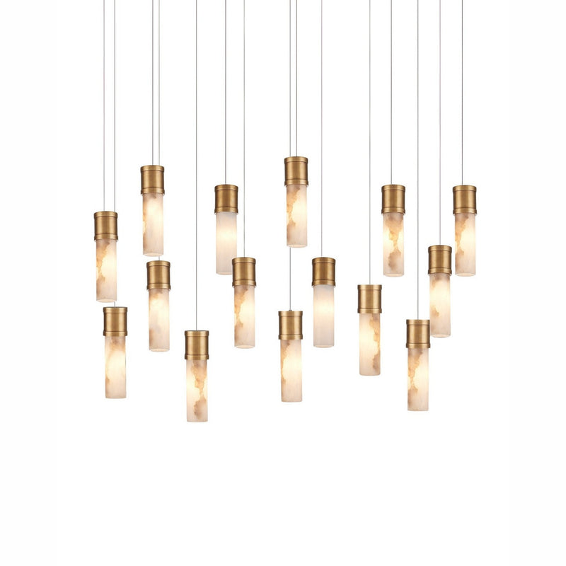 Currey and Company - 9000-1383 - 15 Light Pendant - Cannula - Vintage Brass/White/Silver