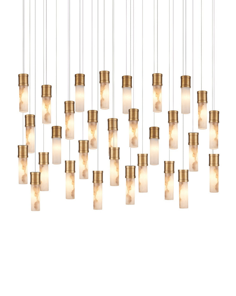 Currey and Company - 9000-1384 - 30 Light Pendant - Cannula - Vintage Brass/White/Silver
