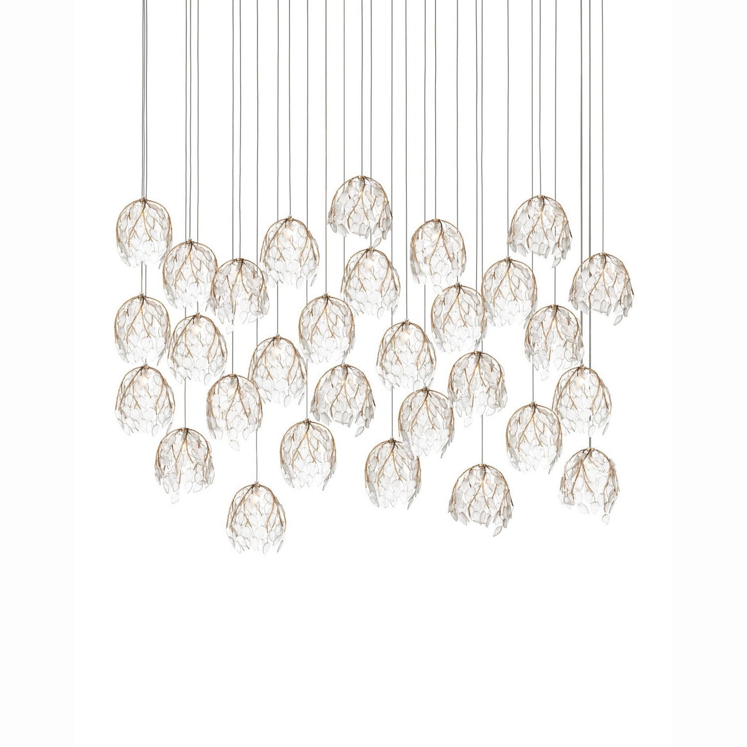 Currey and Company - 9000-1392 - 30 Light Pendant - Banyan - Antique Brass/Clear/Silver