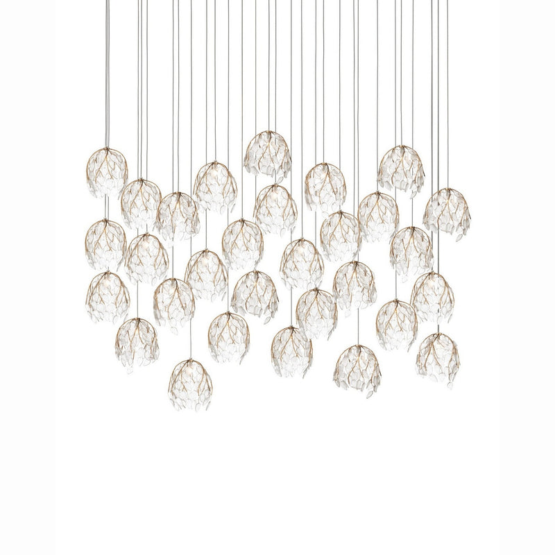 Currey and Company - 9000-1392 - 30 Light Pendant - Banyan - Antique Brass/Clear/Silver