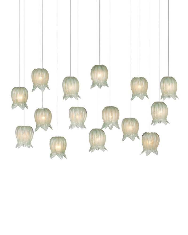 Currey and Company - 9000-1399 - 15 Light Pendant - Polpo - Green/Silver