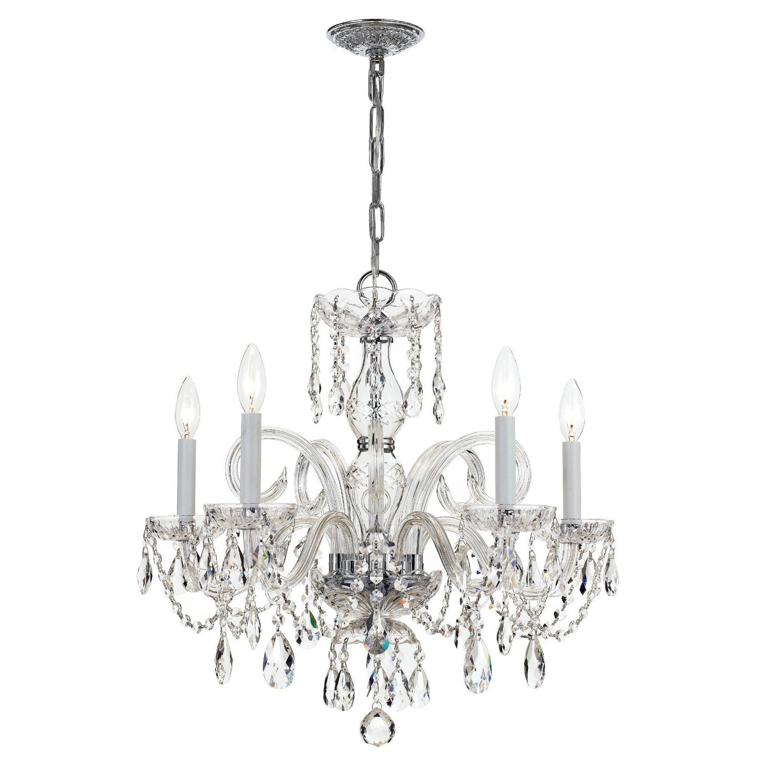 Crystorama - 1005-CH-CL-MWP - Five Light Chandelier - Traditional Crystal - Polished Chrome