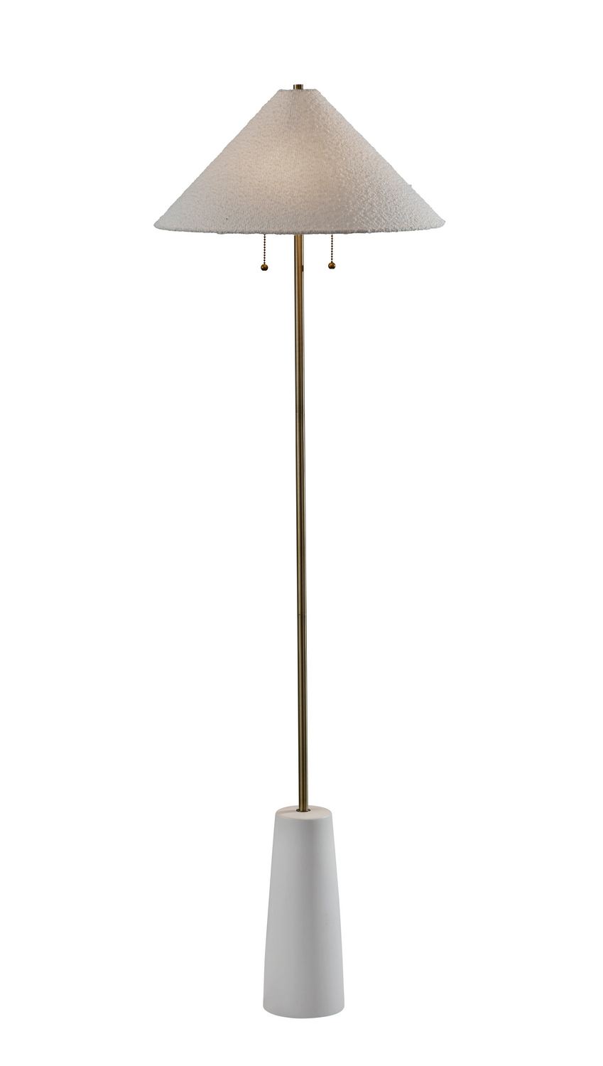 Adesso Home - 3246-02 - Two Light Floor Lamp - Waylon - White & Antique Brass