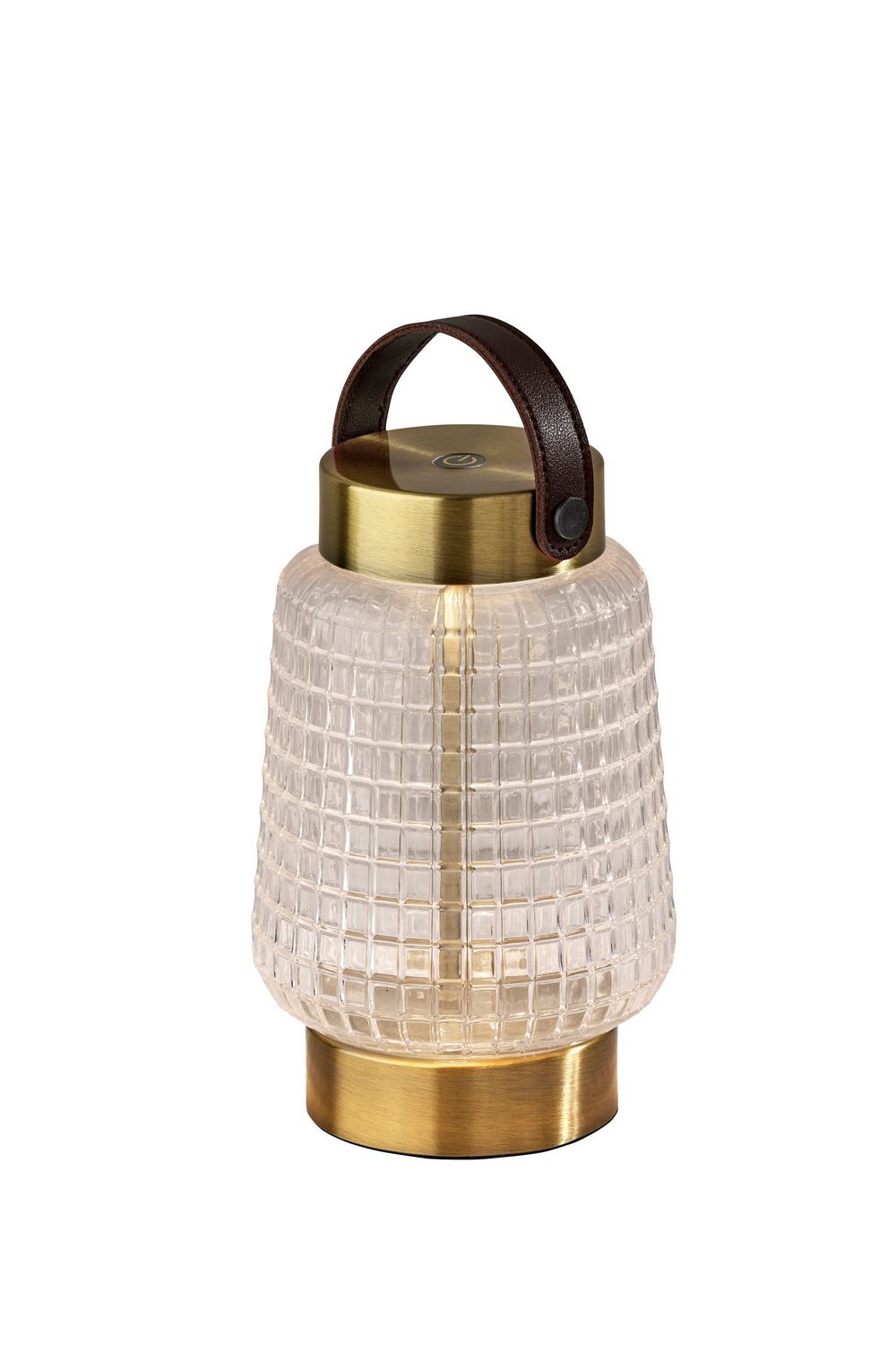 Adesso Home - 3336-21 - LED Table Lamp - Samara - Clear Texture Glass, Antique Brass, Brown Leather