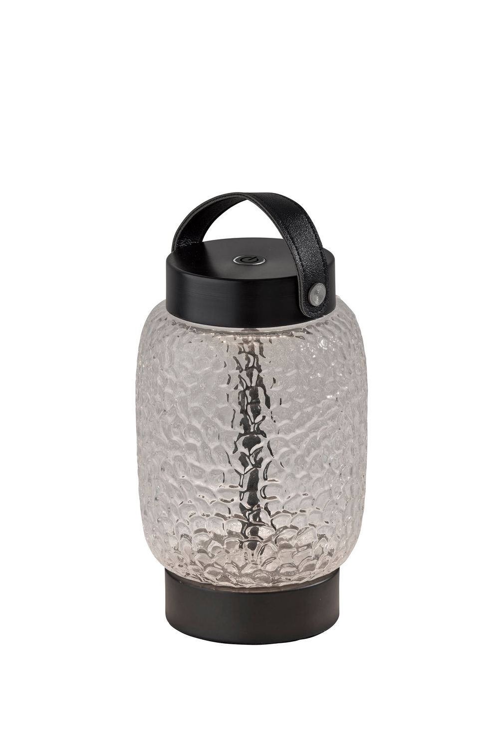 Adesso Home - 3343-01 - LED Table Lamp - Cassius - Clear Texture Glass, Black Finsh, Black Leather
