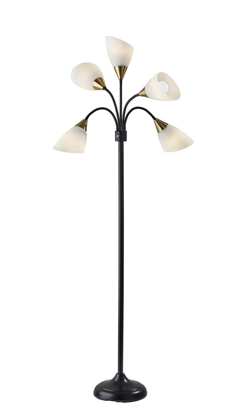 Adesso Home - 7205-01 - Five Light Floor Lamp - 5 Light - Black W. Antique Brass