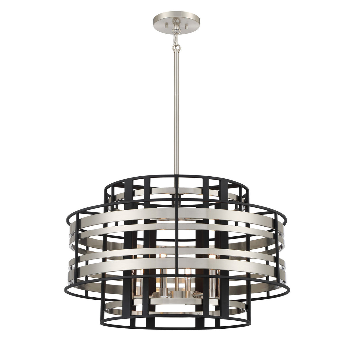 Metropolitan - N7985-420 - Six Light Pendant - Presten - Brushed Nickel With Sand Coal Highlights