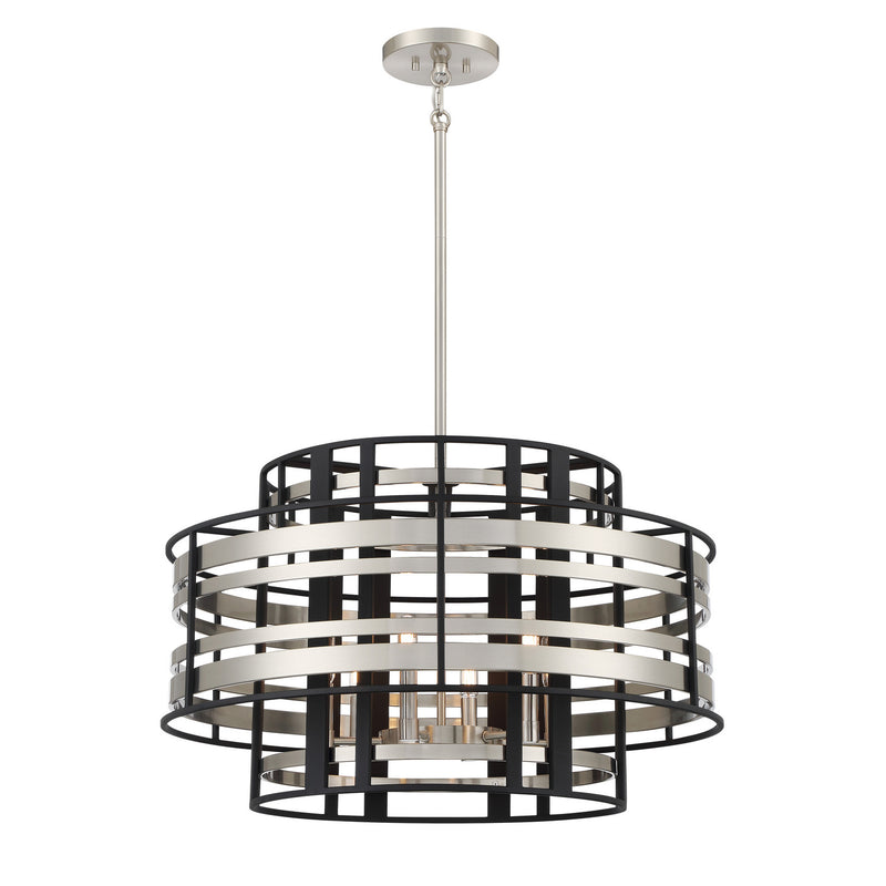 Metropolitan - N7985-420 - Six Light Pendant - Presten - Brushed Nickel With Sand Coal Highlights