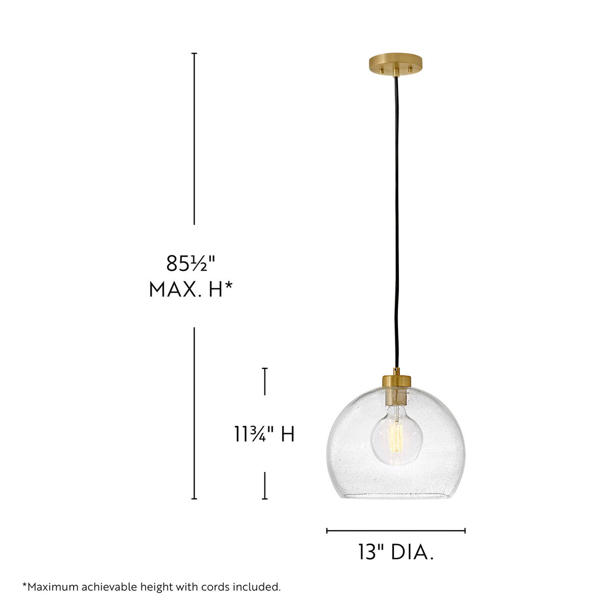 Lark - 83018LCB - LED Pendant - Rumi - Lacquered Brass