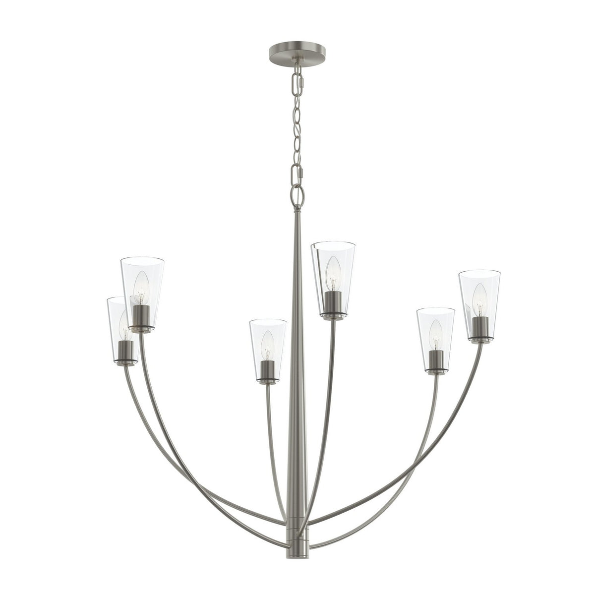 Progress Lighting - P400455-009 - Six Light Chandelier - Jheni - Brushed Nickel