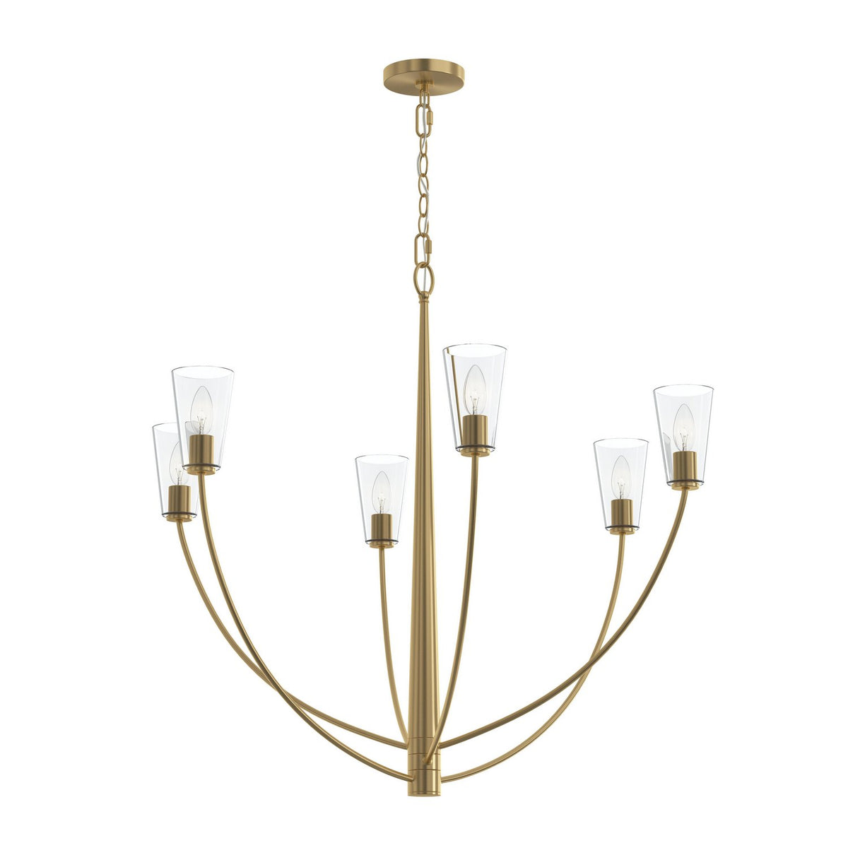 Progress Lighting - P400455-191 - Six Light Chandelier - Jheni - Brushed Gold