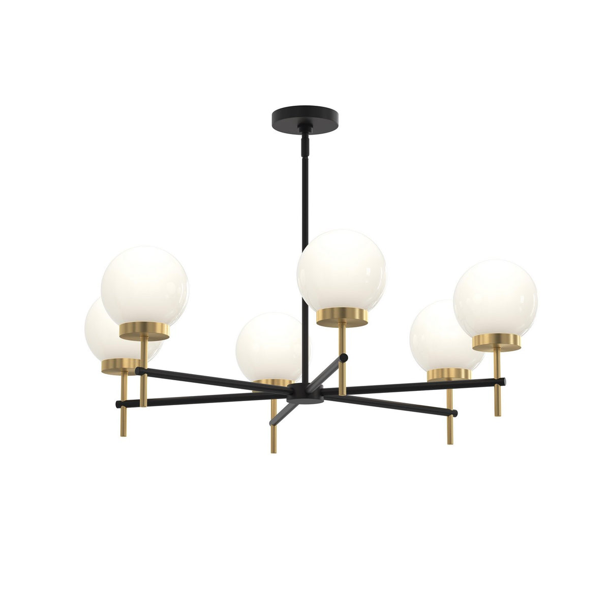 Progress Lighting - P400469-319 - Six Light Chandelier - Rigsby - Matte Black and Brushed Gold