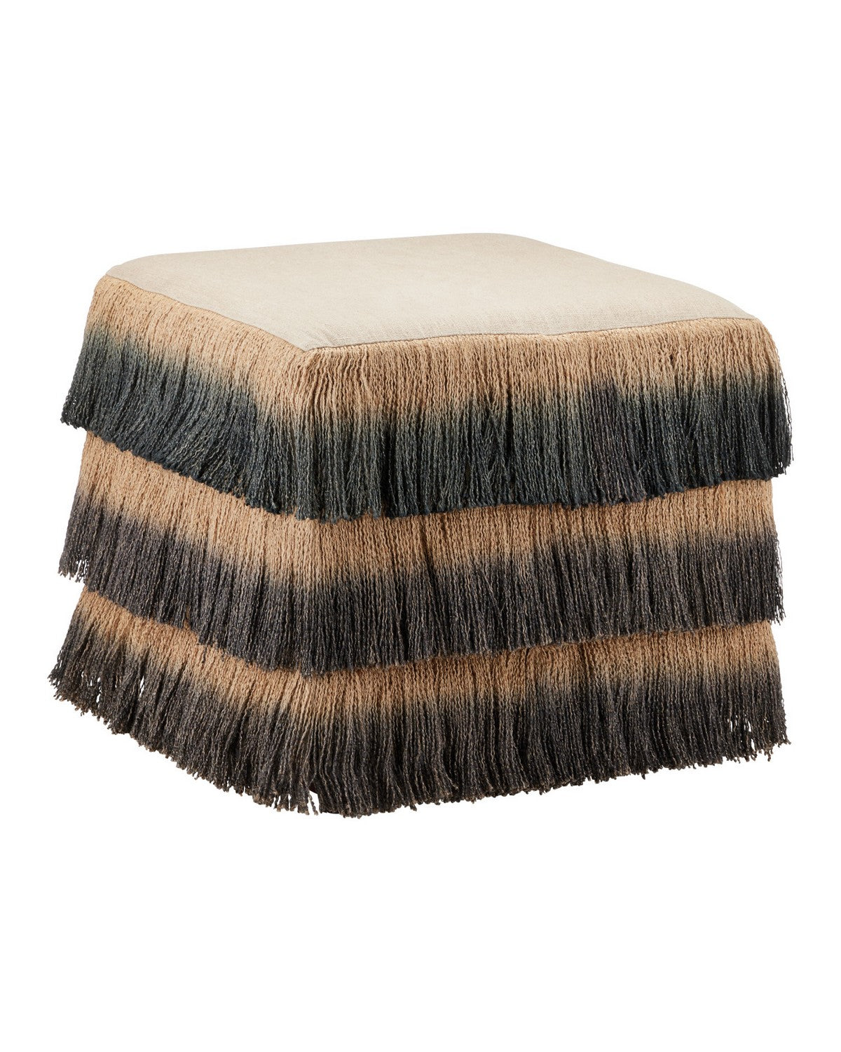 Currey and Company - 7000-1312 - Ottoman - Jute - Black / Beige