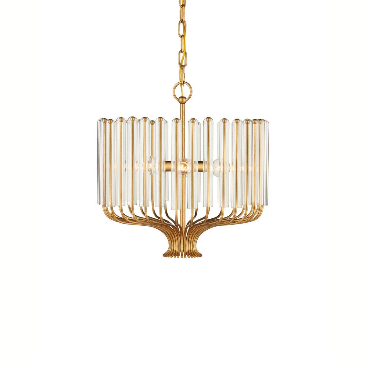 Currey and Company - 9000-1484 - Three Light Chandelier - Faraday - Brushed Brass / Clear