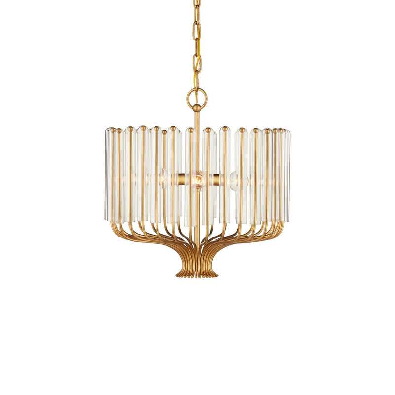 Currey and Company - 9000-1484 - Three Light Chandelier - Faraday - Brushed Brass / Clear