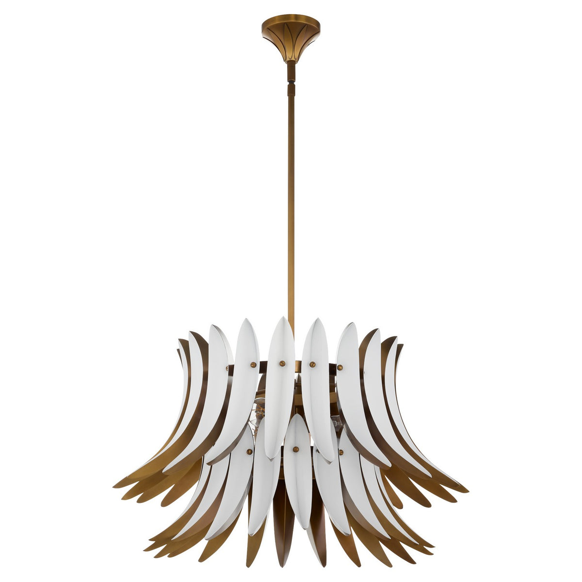Quorum - 825-3-4708 - Three Light Pendant - Aldridge - Brushed Brass|Studio White
