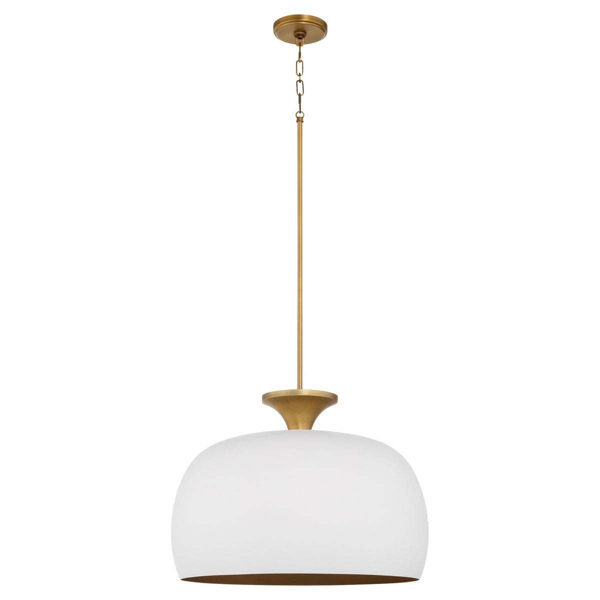 Quorum - 897-22-0847 - Three Light Pendant - Stupa - Studio White|Brushed Brass