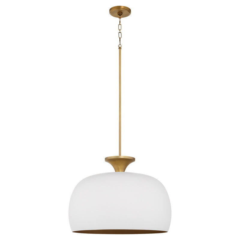 Quorum - 897-22-0847 - Three Light Pendant - Stupa - Studio White|Brushed Brass