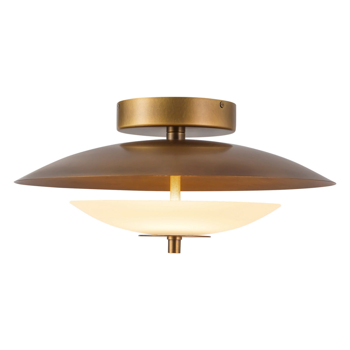 Alora - SF315015VBOP - LED Flush Mount - Prescott - Vintage Brass/Opal Matte Glass