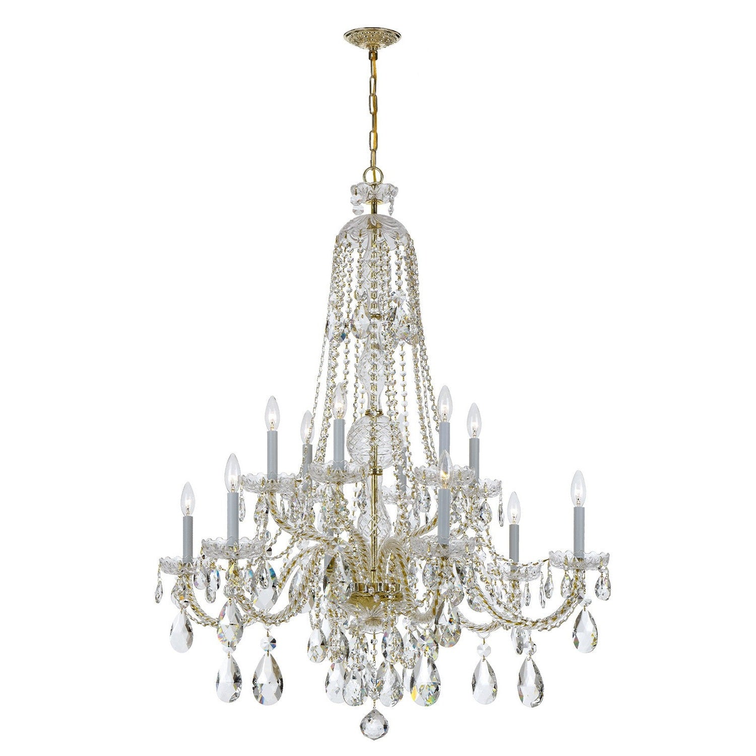 Crystorama - 1112-PB-CL-SAQ - 12 Light Chandelier - Traditional Crystal - Polished Brass