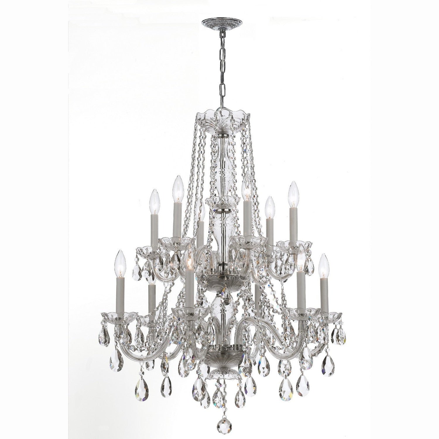 Crystorama - 1137-CH-CL-SAQ - 12 Light Chandelier - Traditional Crystal - Polished Chrome