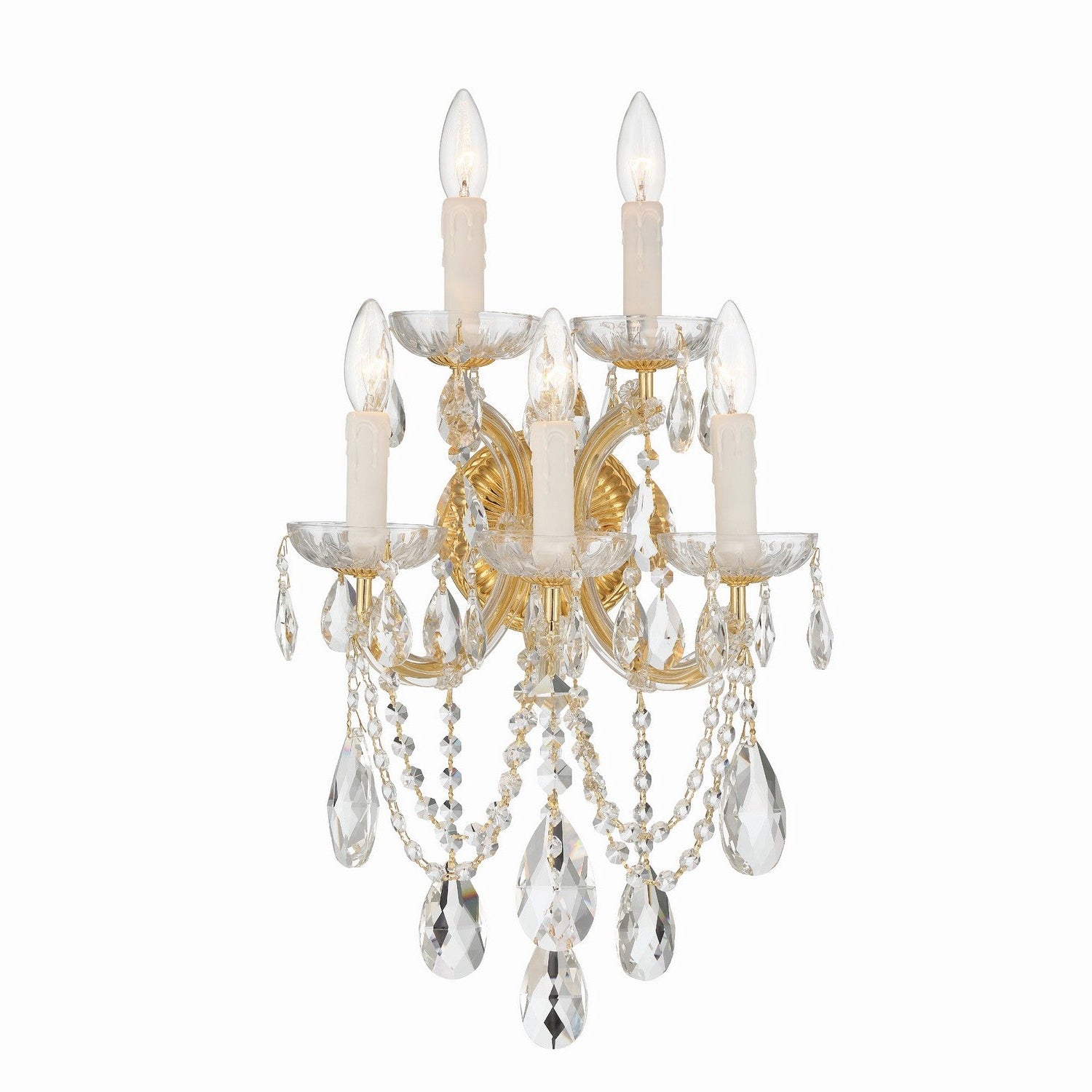Crystorama - 4425-GD-CL-SAQ - Five Light Wall Sconce - Maria Theresa - Gold
