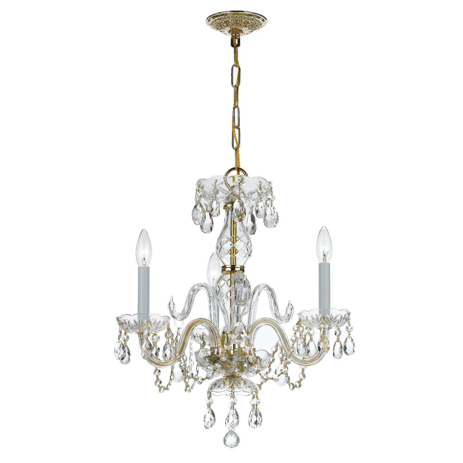 Crystorama - 5044-PB-CL-SAQ - Three Light Mini Chandelier - Traditional Crystal - Polished Brass