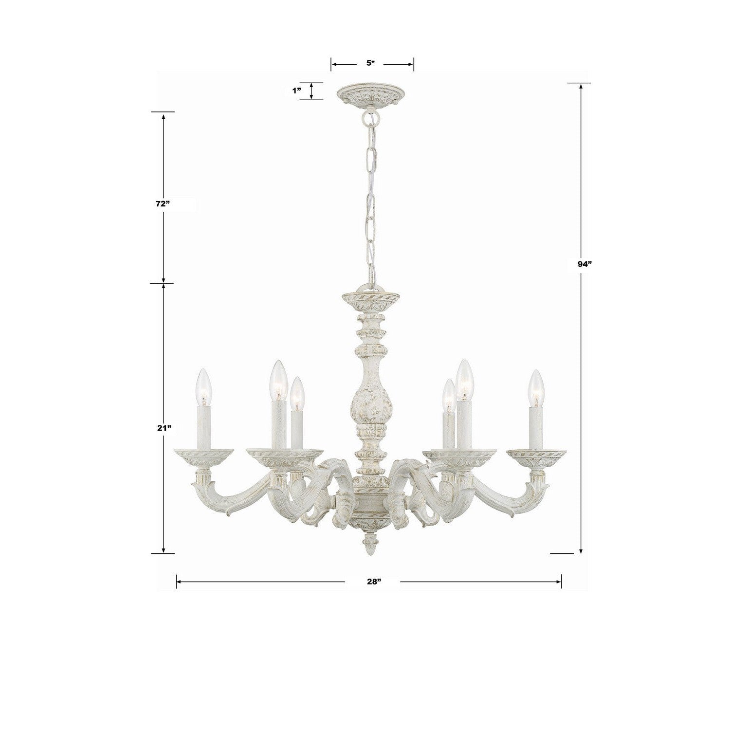 Crystorama - 5126-AW - Six Light Chandelier - Paris Market - Antique White
