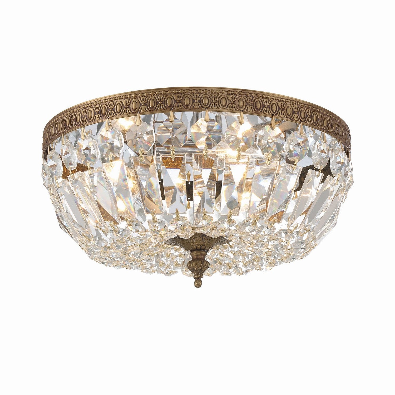 Crystorama - 712-OB-CL-SAQ - Three Light Flush Mount - Ceiling Mount - Olde Brass