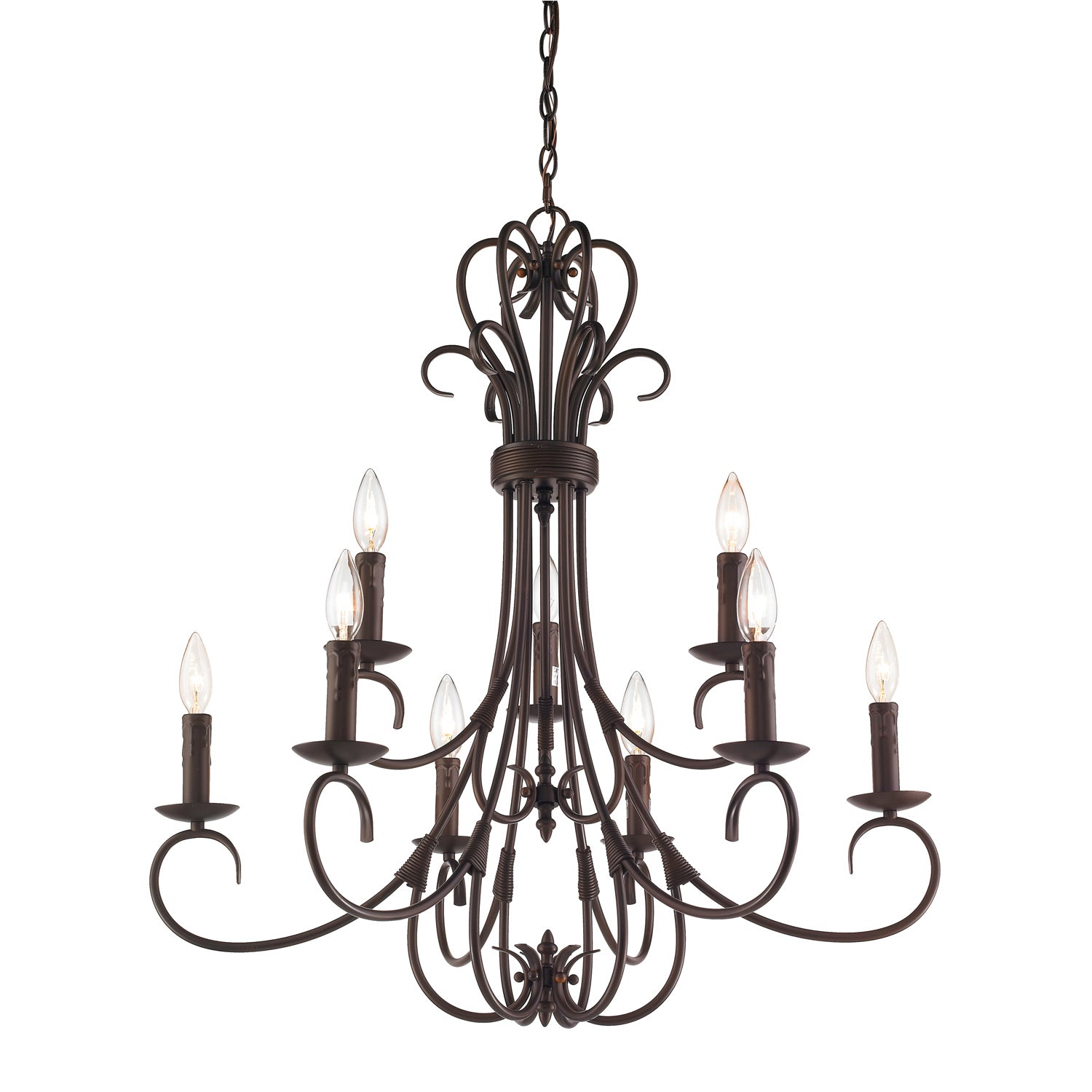 Golden - 8606-CN9 RBZ - Nine Light Chandelier - Homestead - Rubbed Bronze