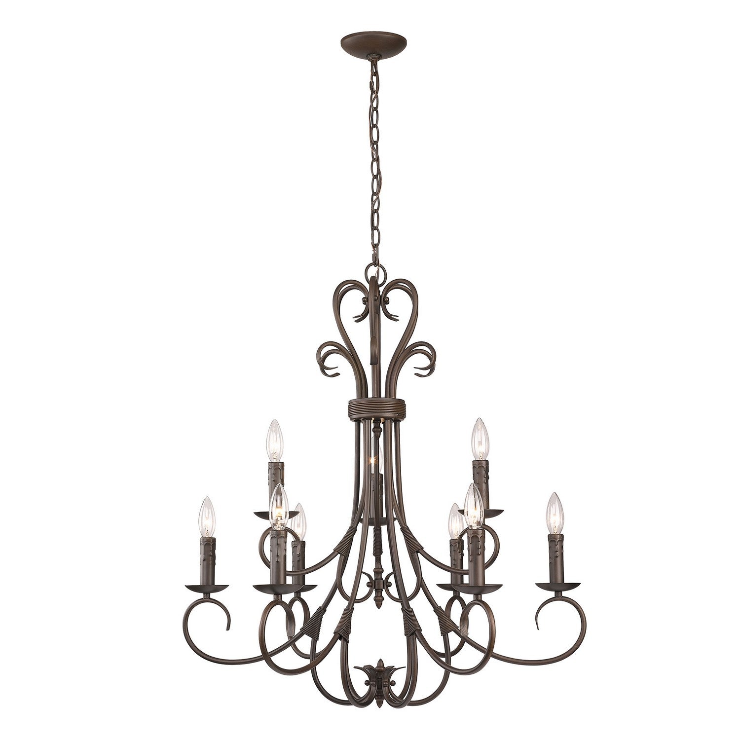 Golden - 8606-CN9 RBZ - Nine Light Chandelier - Homestead - Rubbed Bronze